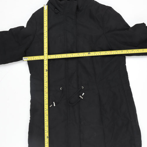 Roman Womens Black Size 10 Hooded Lined Long Parka Coat