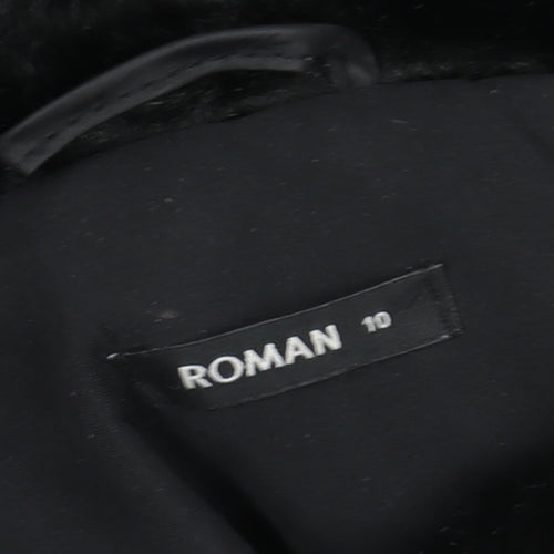 Roman Womens Black Size 10 Hooded Lined Long Parka Coat