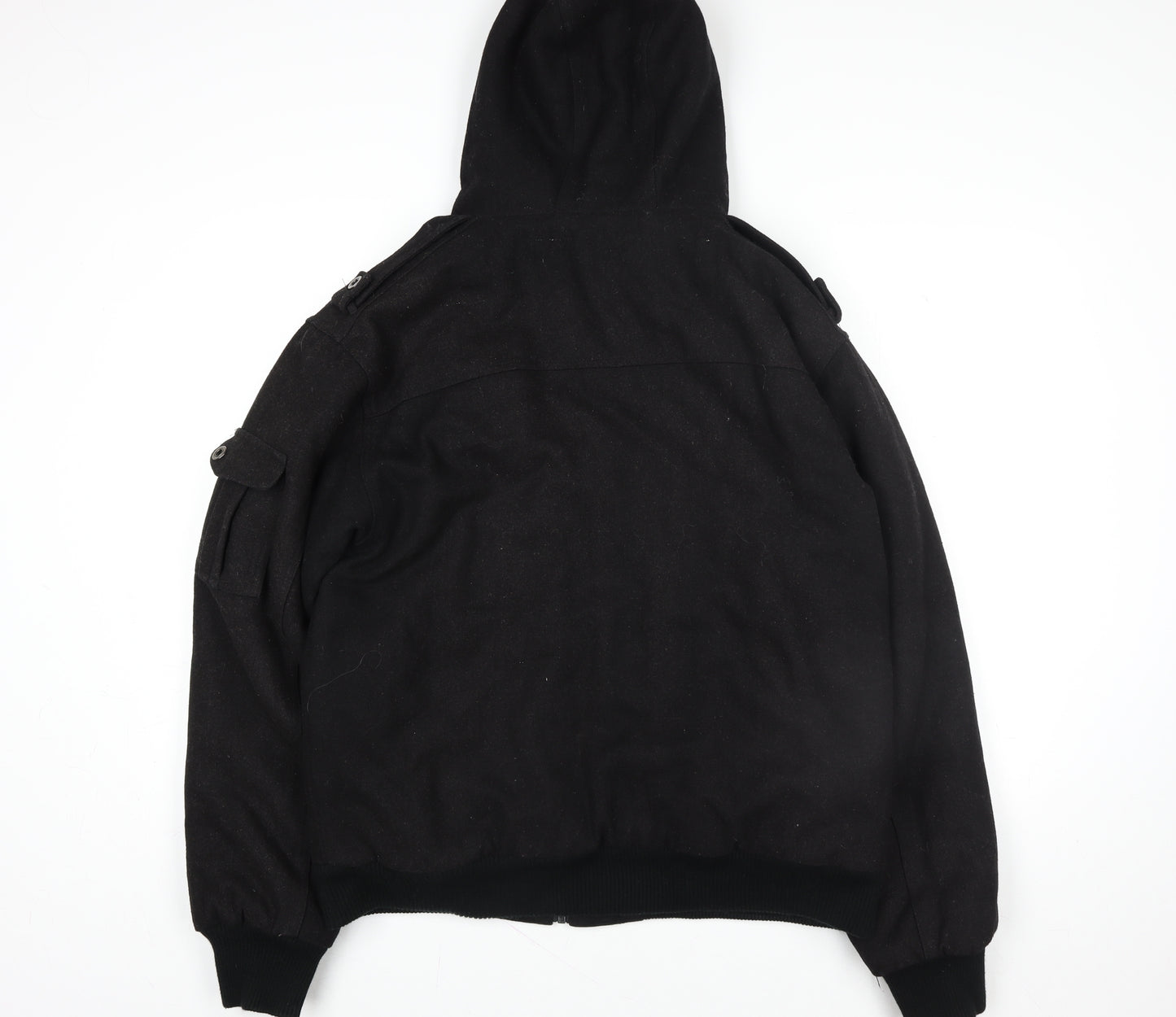 Urban Island Womens Black Wool Blend Hooded Bomber Jacket M