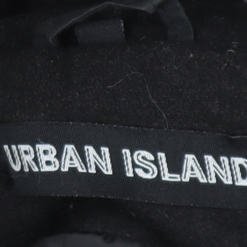 Urban Island Womens Black Wool Blend Hooded Bomber Jacket M
