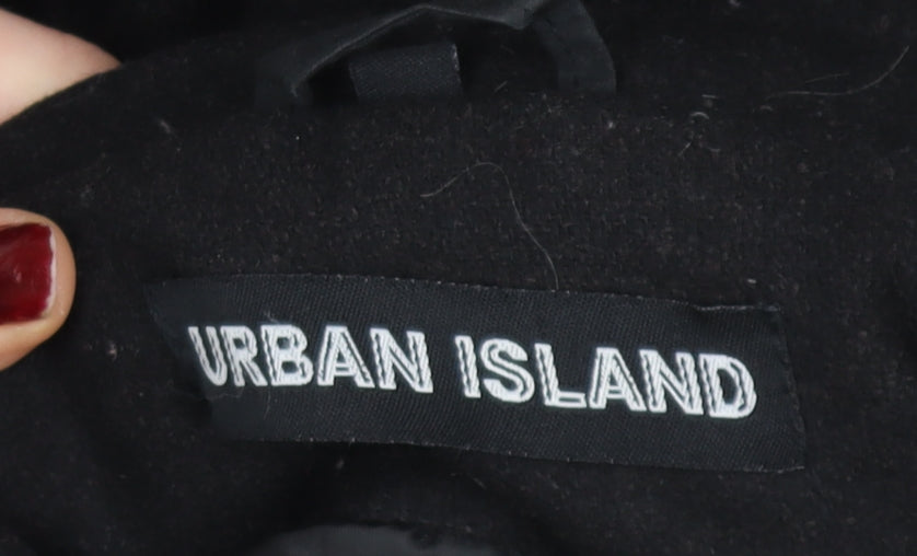 Urban Island Womens Black Wool Blend Hooded Bomber Jacket M