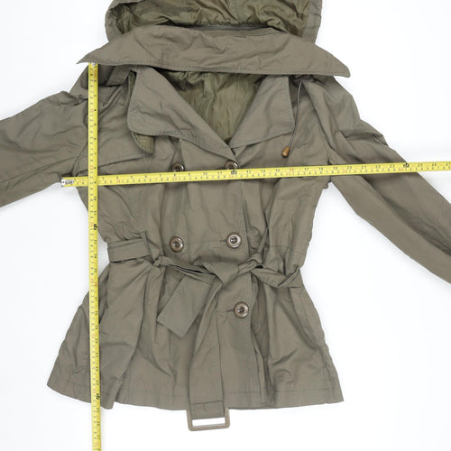 Cathie Women's Green Belted Hooded Trench Coat L