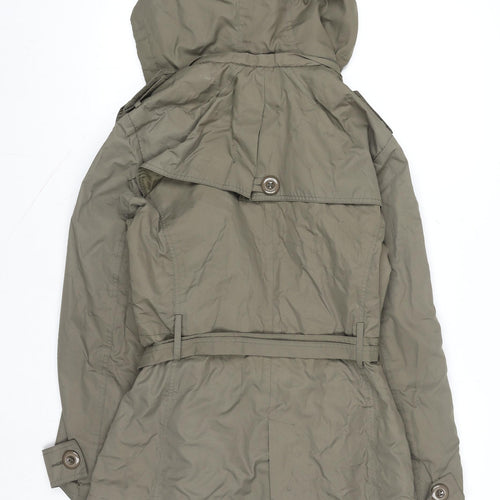 Cathie Women's Green Belted Hooded Trench Coat L