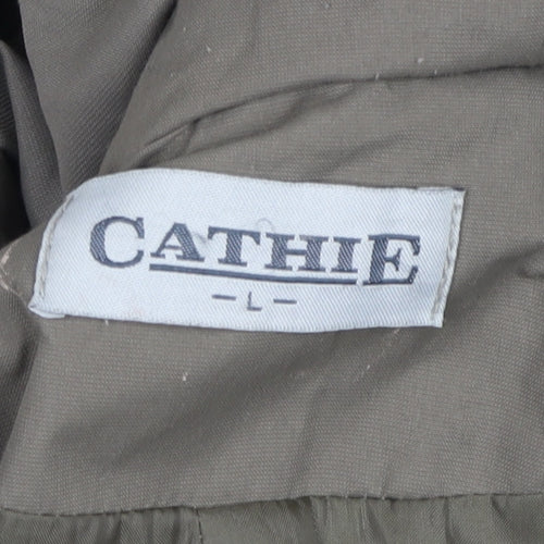 Cathie Women's Green Belted Hooded Trench Coat L