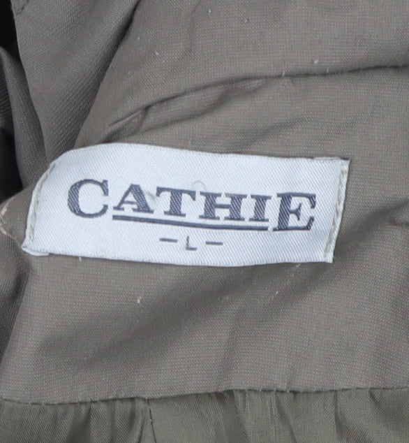Cathie Women's Green Belted Hooded Trench Coat L