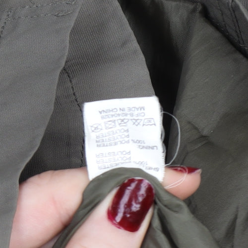 Cathie Women's Green Belted Hooded Trench Coat L