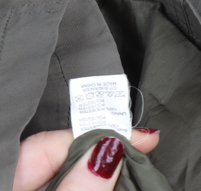 Cathie Women's Green Belted Hooded Trench Coat L