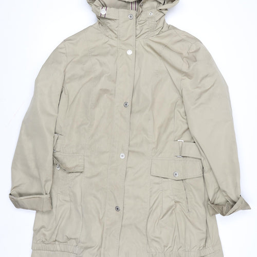 Klass Collection Womens Beige Hooded Rain Coat Size 12