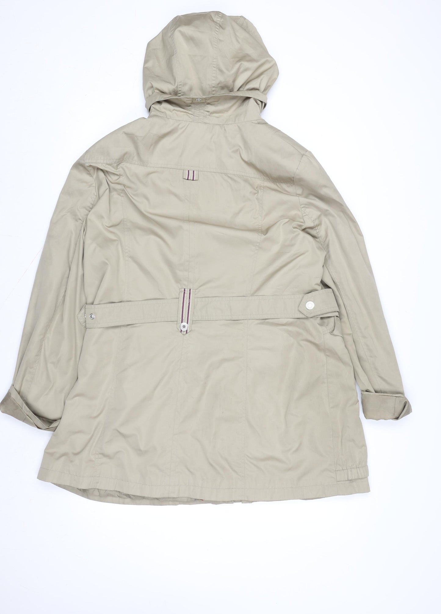 Klass Collection Womens Beige Hooded Rain Coat Size 12