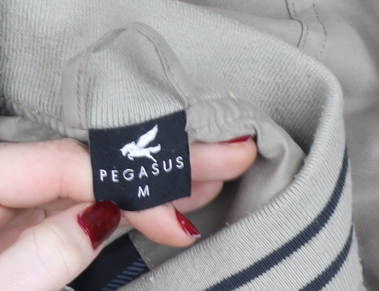 Pegasus Men’s Beige Bomber Jacket M 40in Full Zip Classic Casual