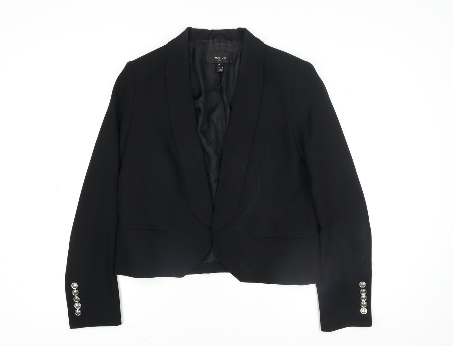 Mango Women Black Size 10 Shawl Lapel Tuxedo Blazer