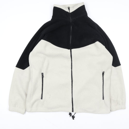 PARMOUR Sport Women's Beige Black Fleece Full Zip Jacket Size L