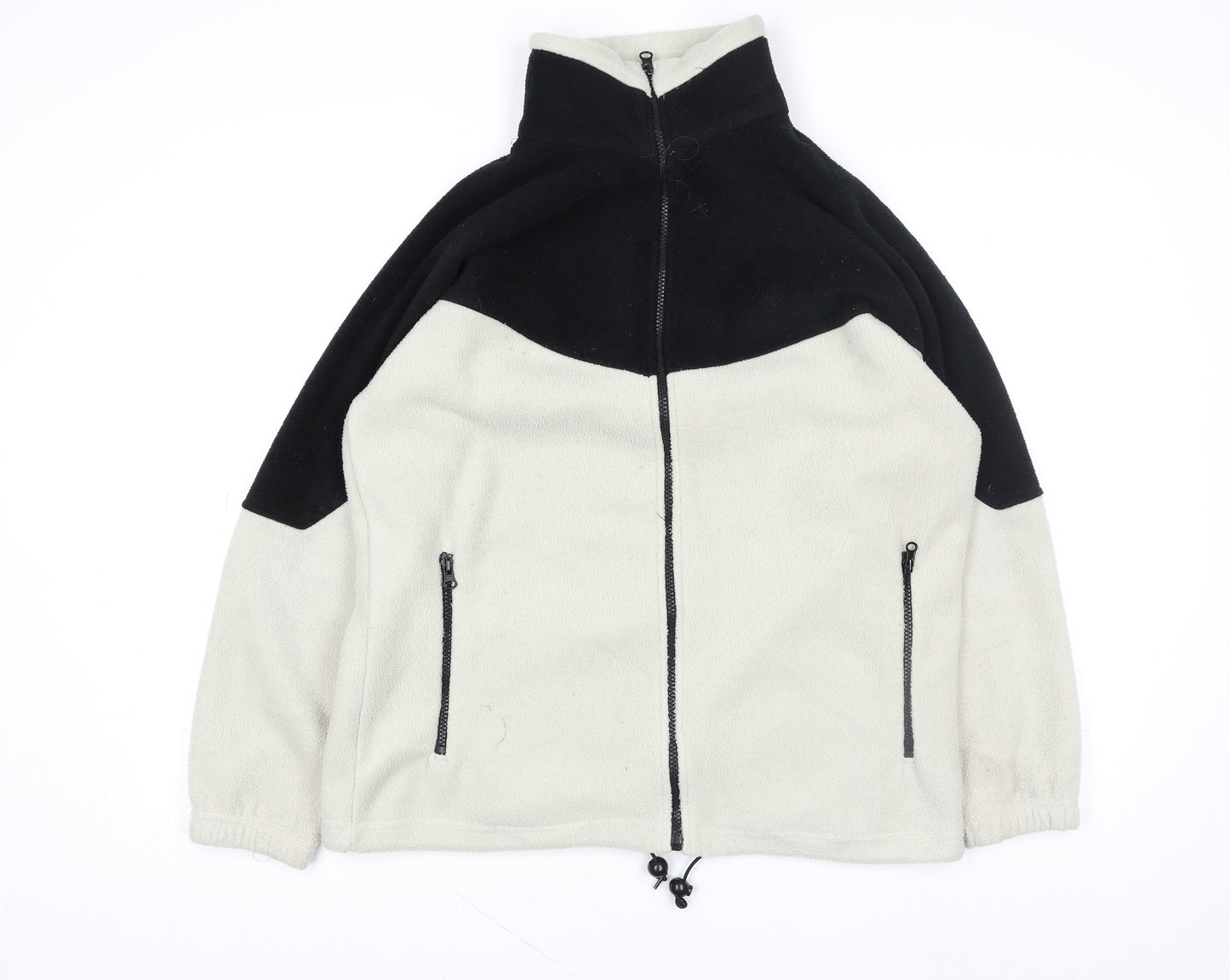 PARMOUR Sport Women's Beige Black Fleece Full Zip Jacket Size L