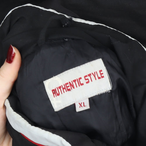 Authentic Style Men's Black XL Motorcycle Jacket Padded Full Zip