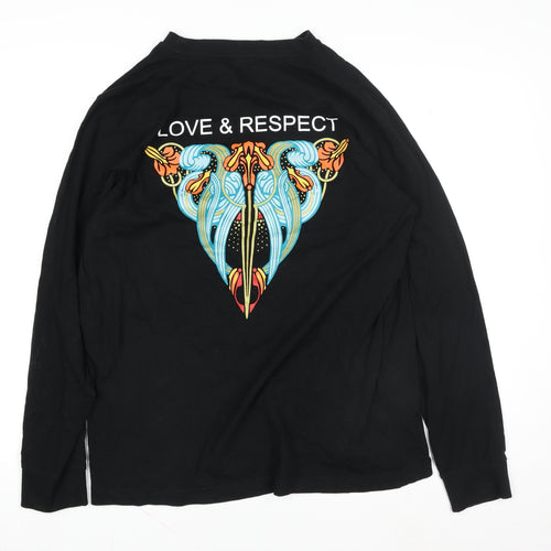 Mister Tee Unisex Black Long Sleeve Cotton Graphic T-Shirt L
