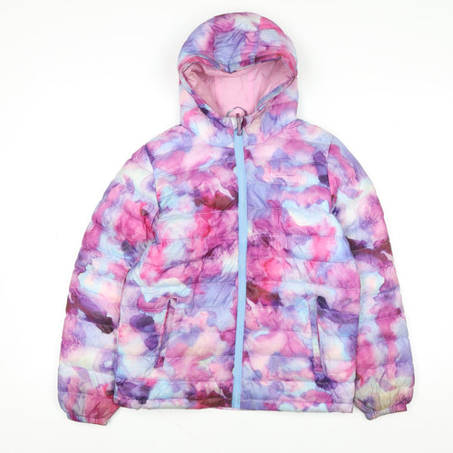 Mountain Warehouse Girls Multicoloured Puffer Jacket 11-12 Years Hooded Water Resistant