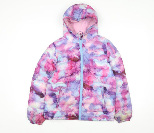 Mountain Warehouse Girls Multicoloured Puffer Jacket 11-12 Years Hooded Water Resistant