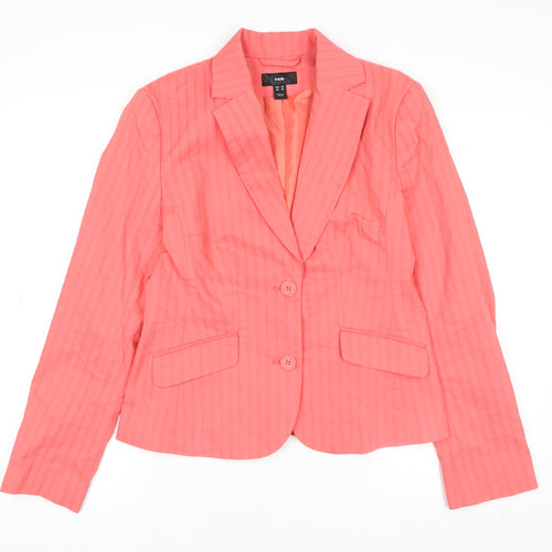 H&M Women's Pink Size 12 Cotton Blend Tailored Blazer Jacket