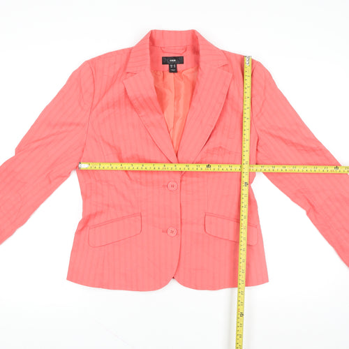 H&M Women's Pink Size 12 Cotton Blend Tailored Blazer Jacket