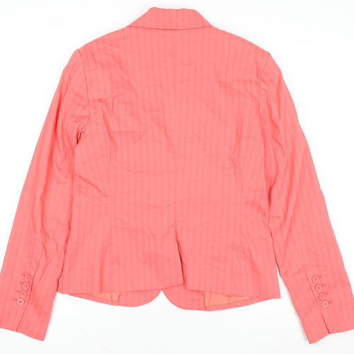 H&M Women's Pink Size 12 Cotton Blend Tailored Blazer Jacket