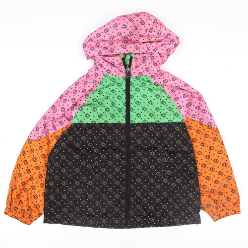 Next Girls Multicoloured Heart Print Hooded Windbreaker Jacket 7 Years