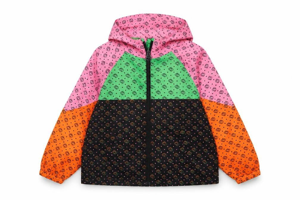 Next Girls Multicoloured Heart Print Hooded Windbreaker Jacket 7 Years