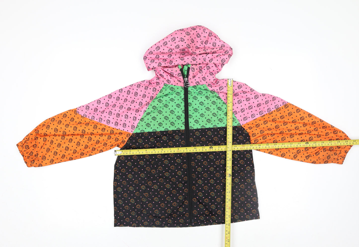 Next Girls Multicoloured Heart Print Hooded Windbreaker Jacket 7 Years