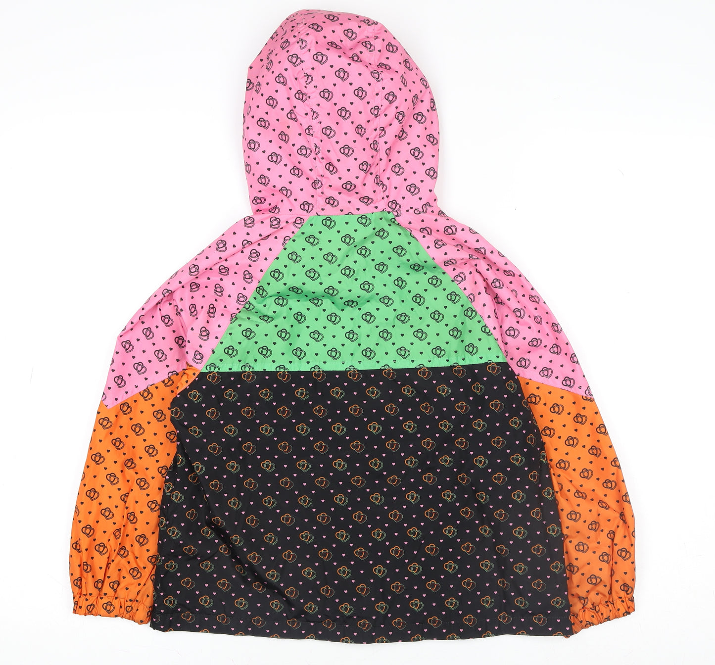 Next Girls Multicoloured Heart Print Hooded Windbreaker Jacket 7 Years