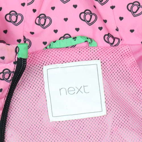 Next Girls Multicoloured Heart Print Hooded Windbreaker Jacket 7 Years