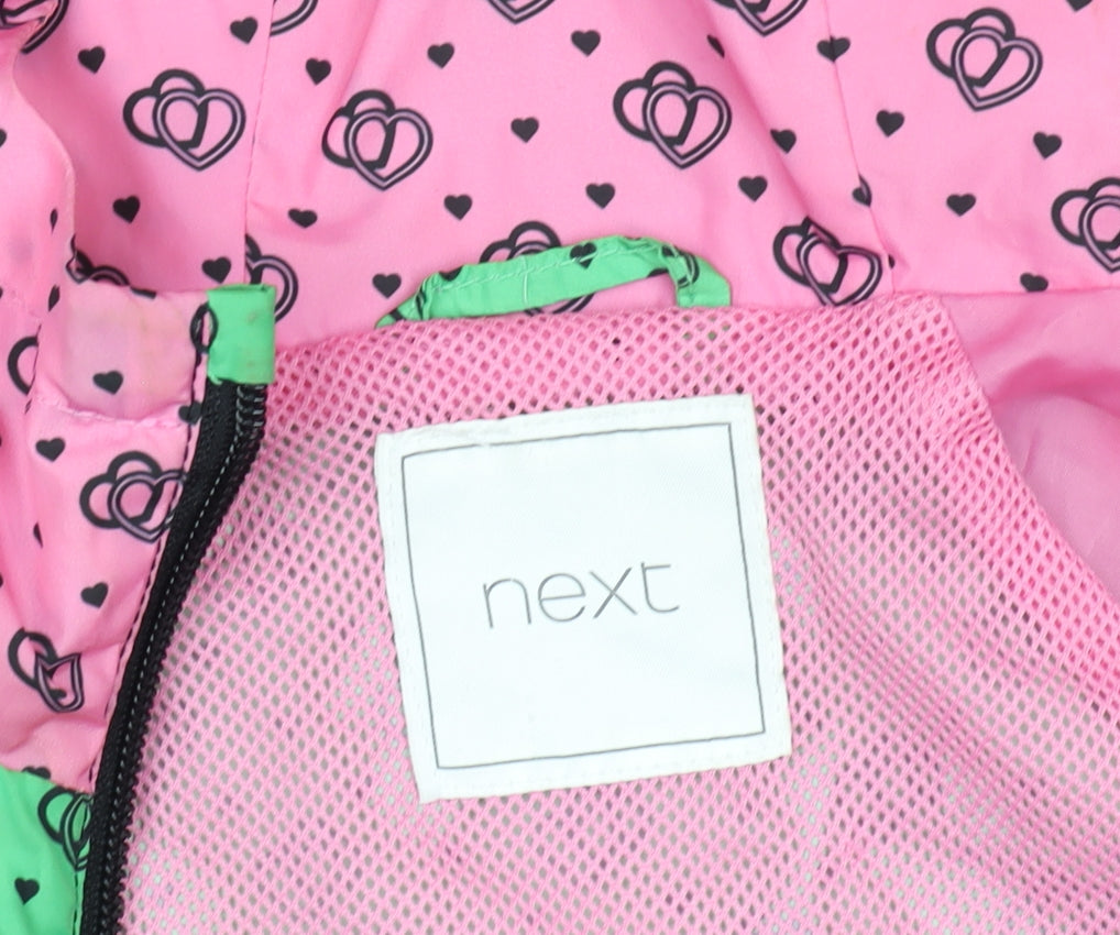 Next Girls Multicoloured Heart Print Hooded Windbreaker Jacket 7 Years