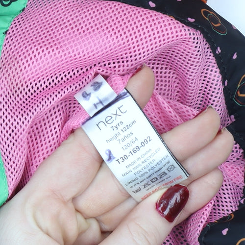 Next Girls Multicoloured Heart Print Hooded Windbreaker Jacket 7 Years