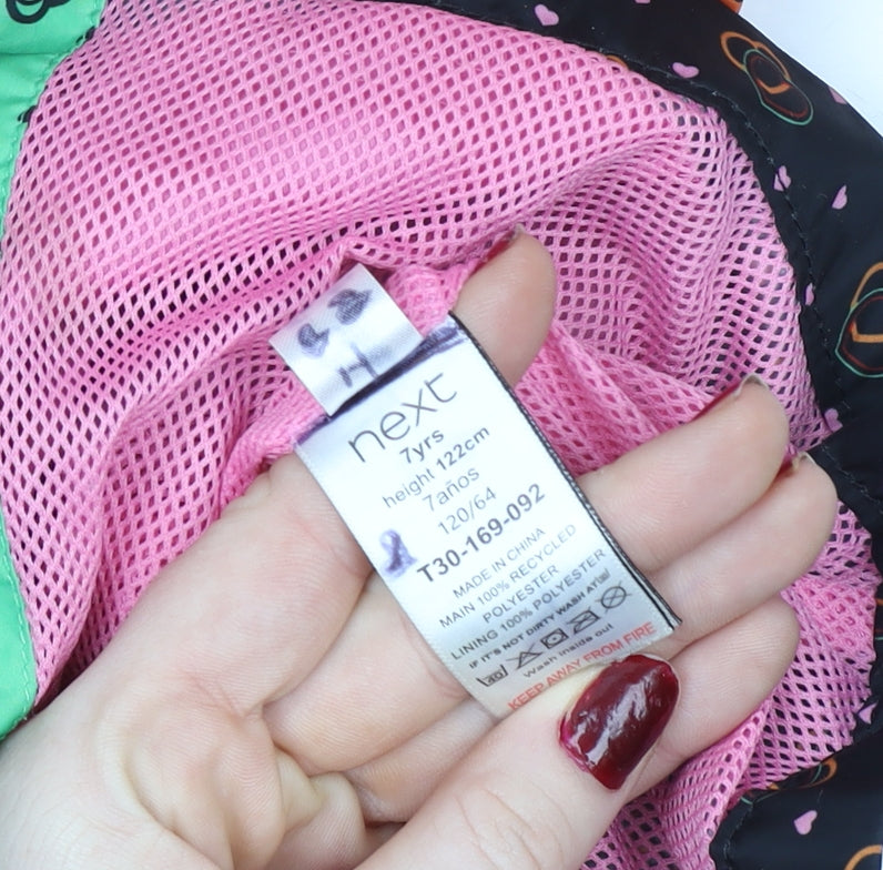 Next Girls Multicoloured Heart Print Hooded Windbreaker Jacket 7 Years