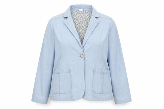 Front view of Cotton Traders Women Blue Cotton Lined Blazer Jacket, size 16