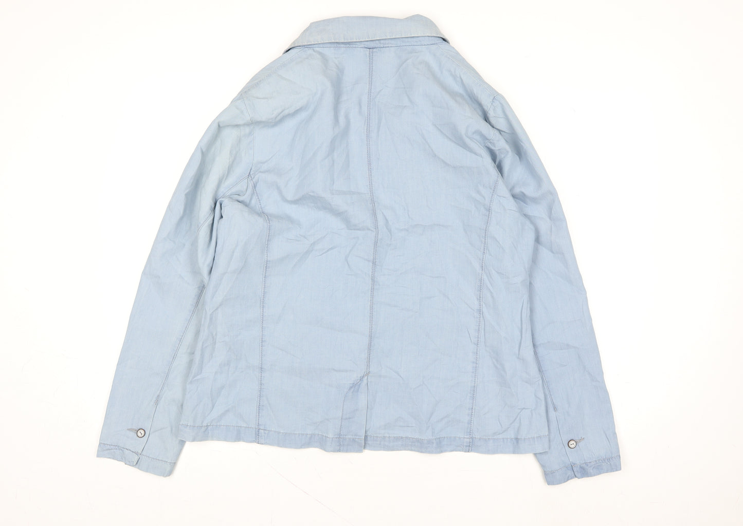 Cotton Traders Women Blue Cotton Lined Blazer Jacket Size 16