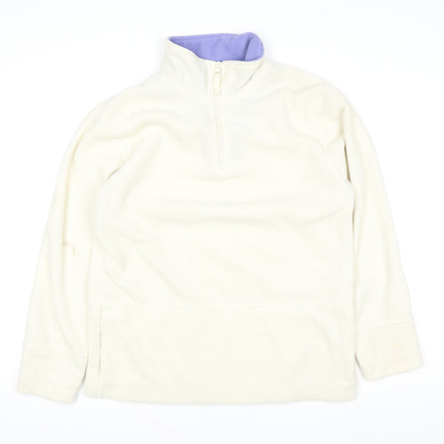 Active Women Ivory Fleece 1/2 Zip Pullover Sweatshirt Size 10-12