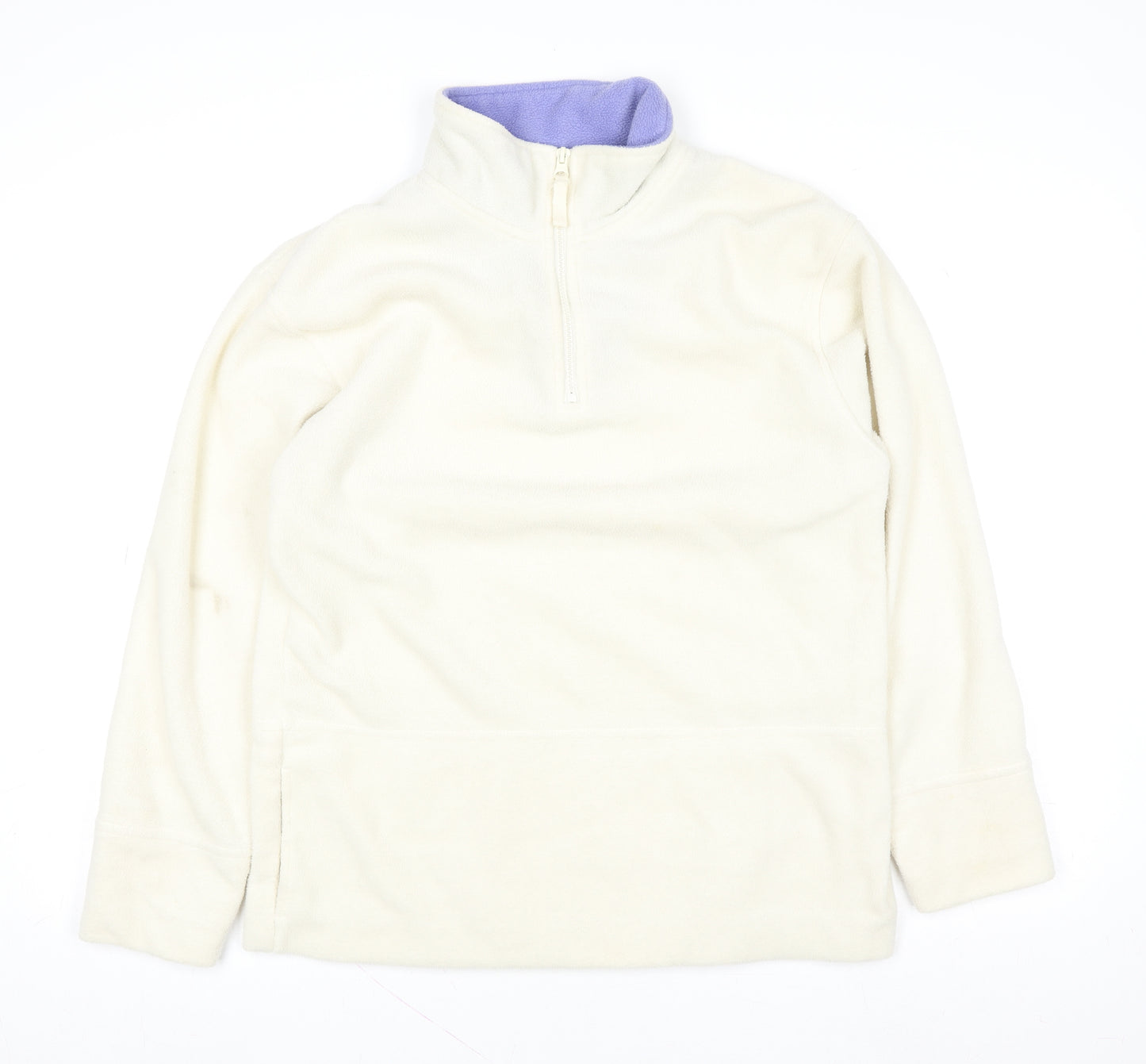 Active Women Ivory Fleece 1/2 Zip Pullover Sweatshirt Size 10-12