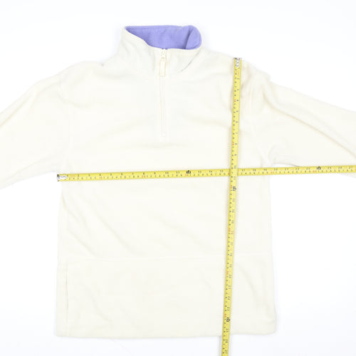 Active Women Ivory Fleece 1/2 Zip Pullover Sweatshirt Size 10-12
