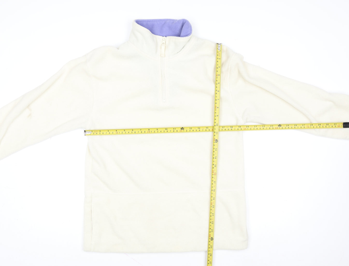 Active Women Ivory Fleece 1/2 Zip Pullover Sweatshirt Size 10-12