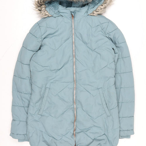 Mountain Warehouse Girls Blue Hooded Puffer Coat 11-12 Years Isotherm Warmth