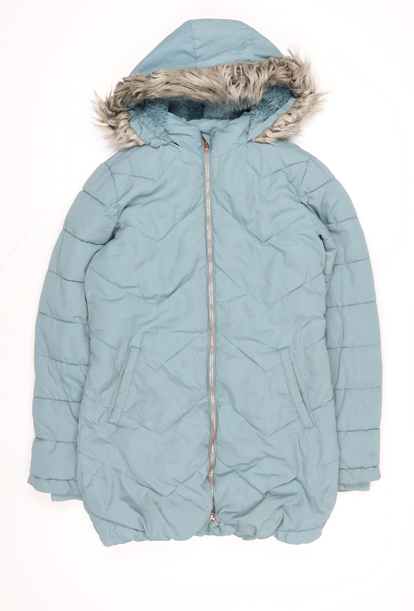 Mountain Warehouse Girls Blue Hooded Puffer Coat 11-12 Years Isotherm Warmth