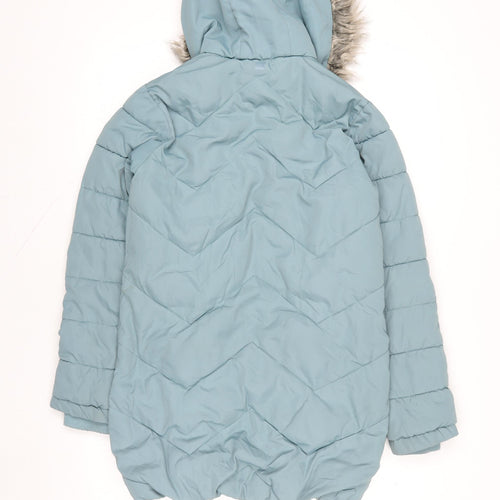 Mountain Warehouse Girls Blue Hooded Puffer Coat 11-12 Years Isotherm Warmth