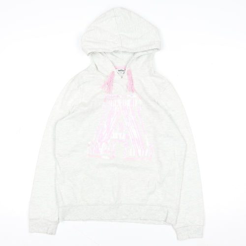 Tammy Girls Grey Hoodie 14-15 Years Pullover Fringe Glitter 'A' Design