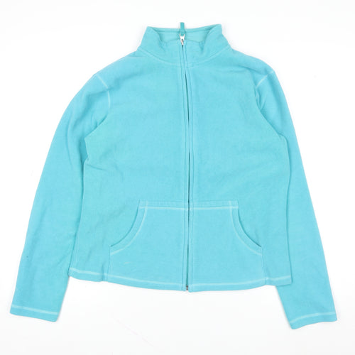 BHS Women Blue Full Zip Fleece Jacket Size 12 Polyester Cotton Casualwear