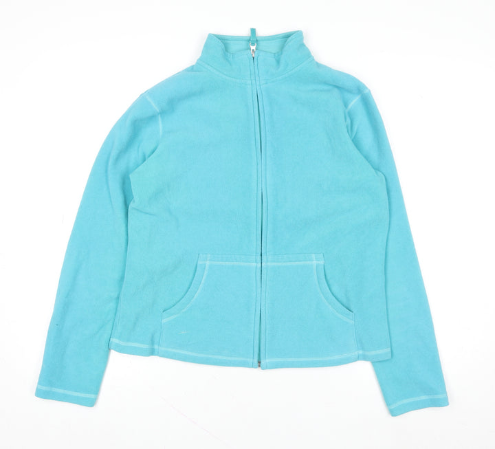 BHS Women Blue Full Zip Fleece Jacket Size 12 Polyester Cotton Casualwear