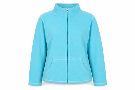 Front view of BHS Women Blue Full Zip Fleece Jacket, size 12, Polyester Cotton Casualwear