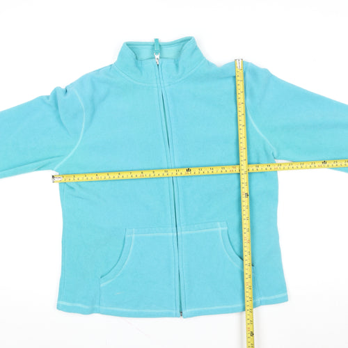 BHS Women Blue Full Zip Fleece Jacket Size 12 Polyester Cotton Casualwear