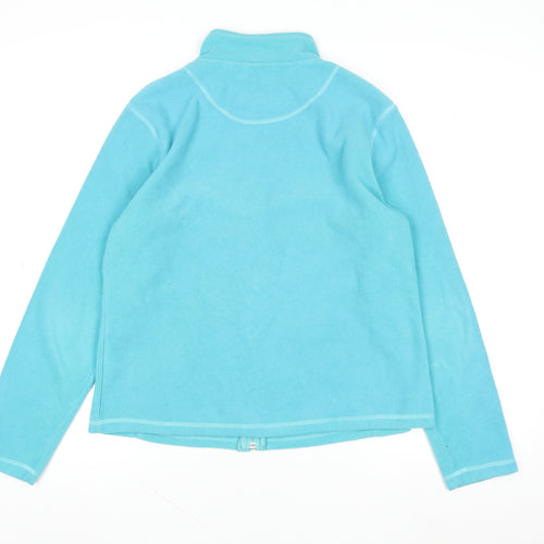 BHS Women Blue Full Zip Fleece Jacket Size 12 Polyester Cotton Casualwear