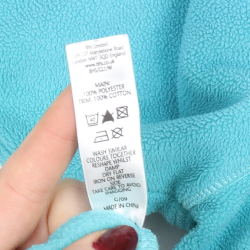 BHS Women Blue Full Zip Fleece Jacket Size 12 Polyester Cotton Casualwear
