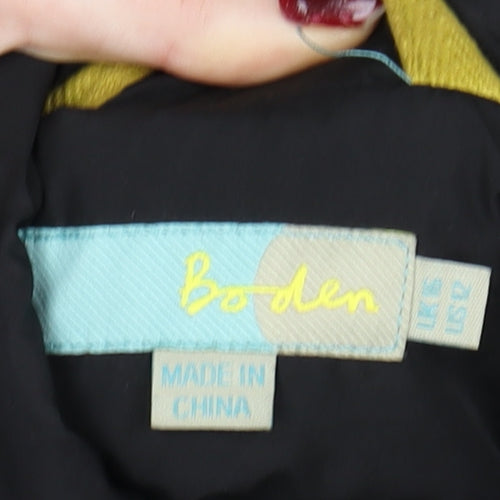 Boden Women Black Long Puffer Coat L Belted Quilted Winter Jacket