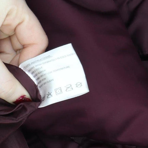 Centigrade Women's Red Long Puffer Coat L Hooded Faux Fur Trim